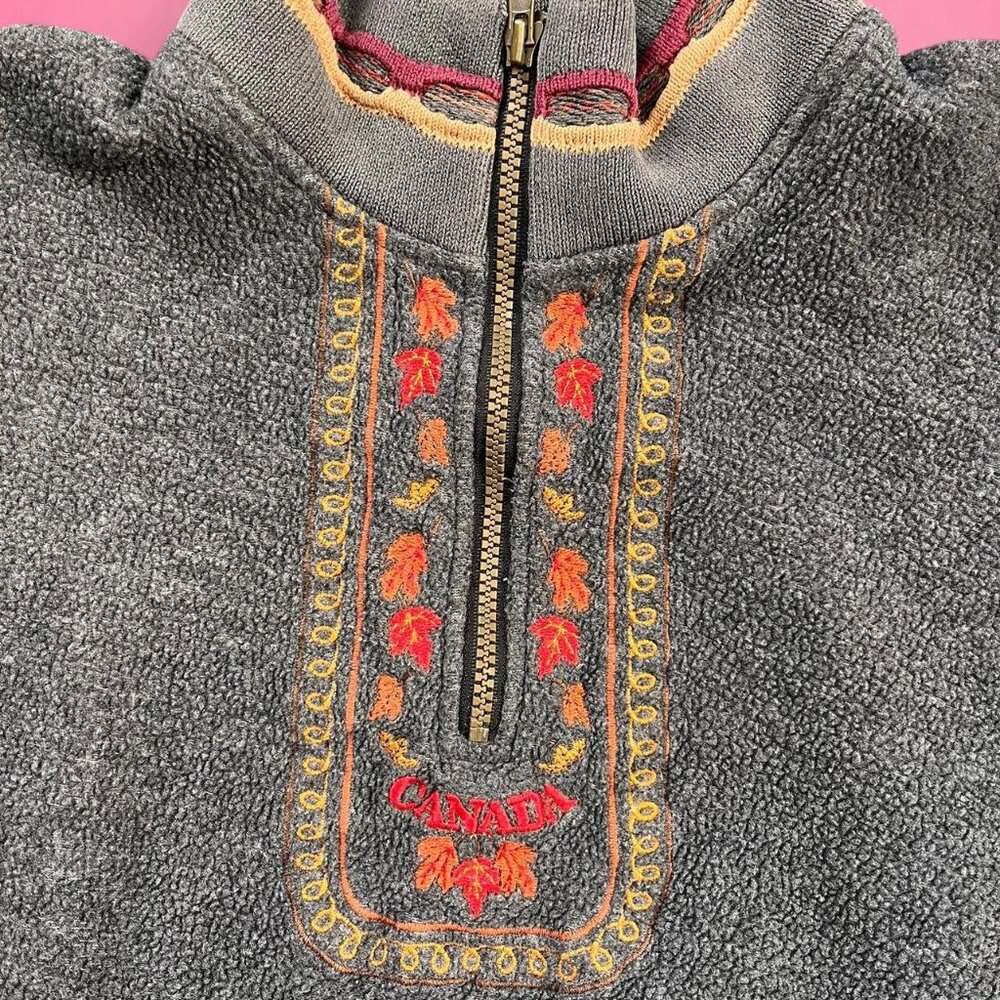 Vintage 90s embroidered fleece dad zip up - Picture 5 of 8